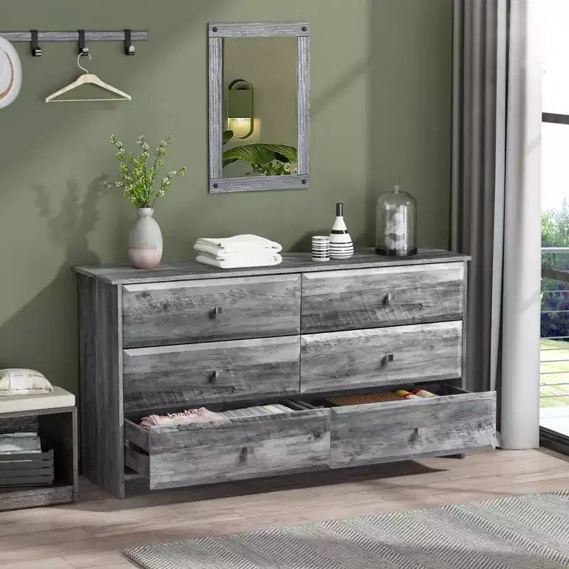 Commode 6 tiroirs en MDF gris 53,94 po L