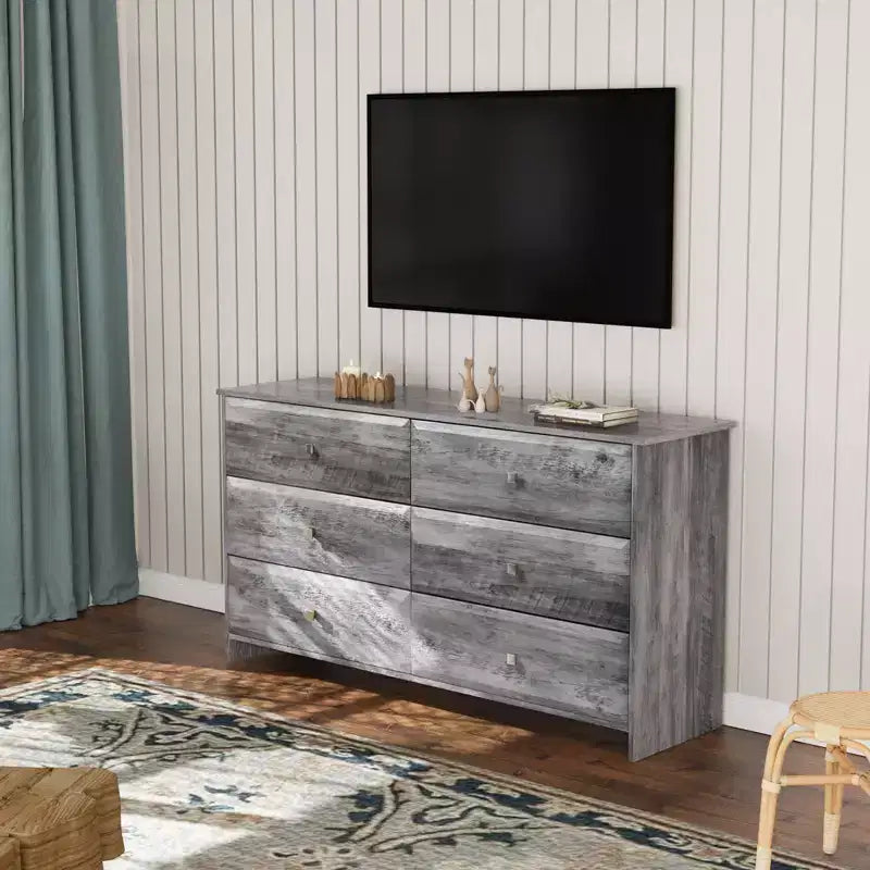Commode 6 tiroirs en MDF gris 53,94 po L