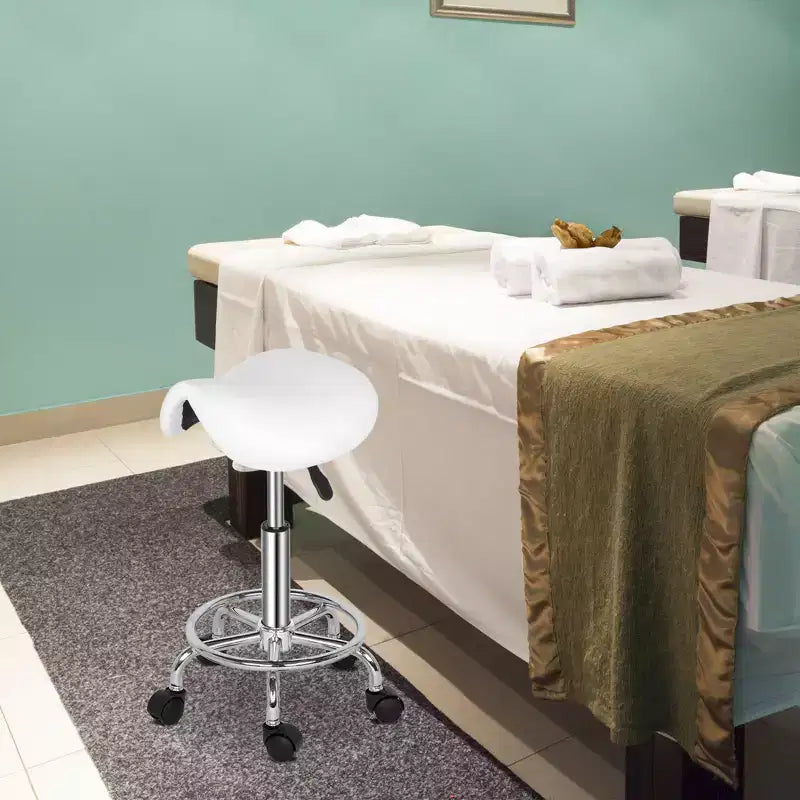 Tabouret de selle réglable en hauteur noir avec roulettes, chaise de salon, utilisation en atelier ou à la maison