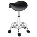 Black Height Adjustable Saddle Stool Rolling Bar Stool Salon Chair, Workshop Home Office Use