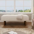 Christopher Knight Home Korin Modern Rubberwood Linen Upholstered Tufted Bench