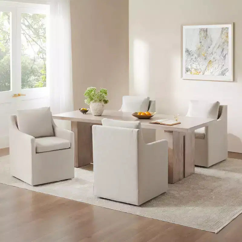 Chaises de salle à manger avec roulettes et rangement