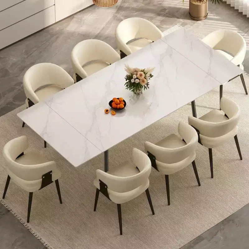 Chaise de salle à manger moderne capitonnée avec dossier courbé et pieds métalliques robustes - Chaise d'appoint élégante pour salle à manger et bureau