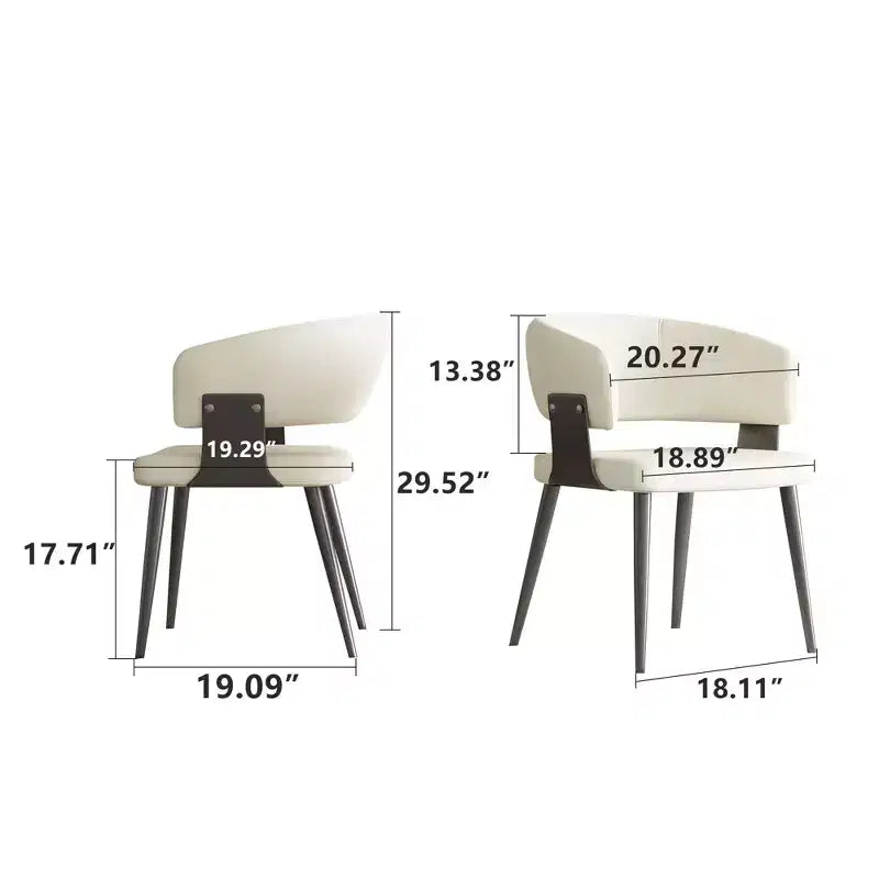 Chaise de salle à manger moderne capitonnée avec dossier courbé et pieds métalliques robustes - Chaise d'appoint élégante pour salle à manger et bureau