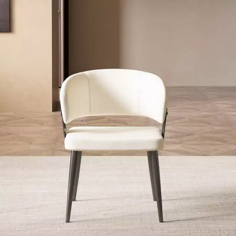 Chaise de salle à manger moderne capitonnée avec dossier courbé et pieds métalliques robustes - Chaise d'appoint élégante pour salle à manger et bureau