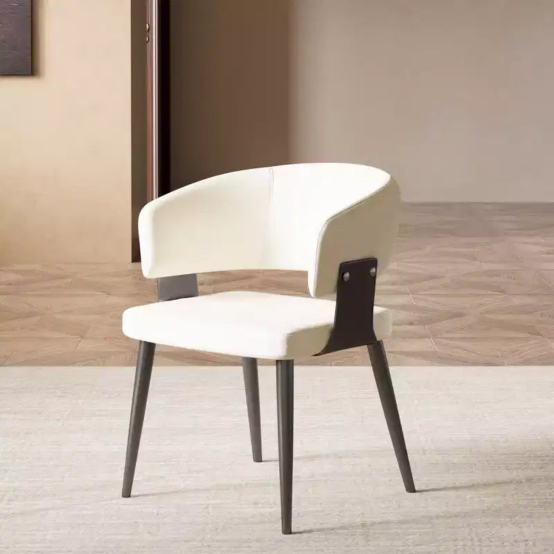 Chaise de salle à manger moderne capitonnée avec dossier courbé et pieds métalliques robustes - Chaise d'appoint élégante pour salle à manger et bureau