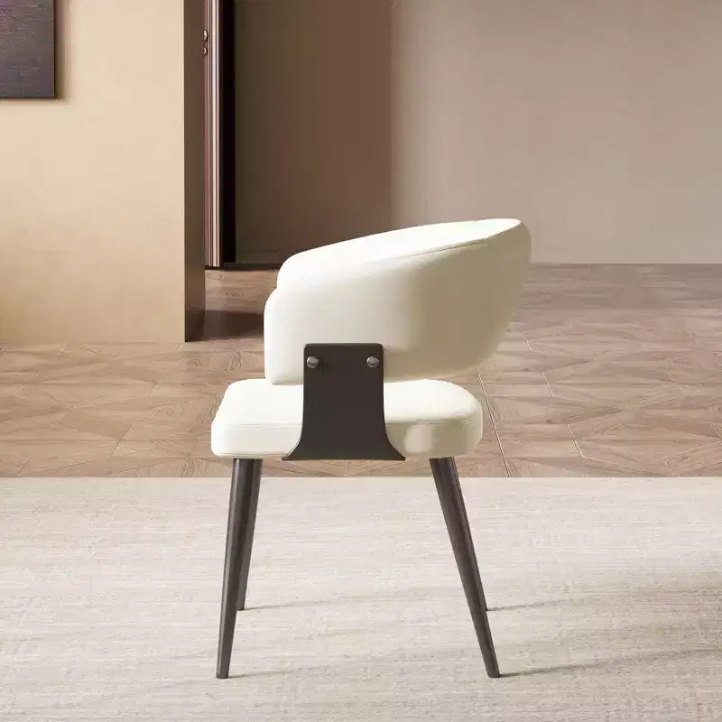 Chaise de salle à manger moderne capitonnée avec dossier courbé et pieds métalliques robustes - Chaise d'appoint élégante pour salle à manger et bureau
