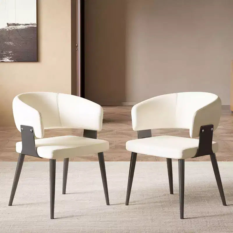 Chaise de salle à manger moderne capitonnée avec dossier courbé et pieds métalliques robustes - Chaise d'appoint élégante pour salle à manger et bureau