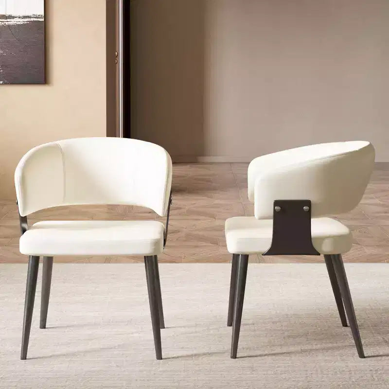 Chaise de salle à manger moderne capitonnée avec dossier courbé et pieds métalliques robustes - Chaise d'appoint élégante pour salle à manger et bureau