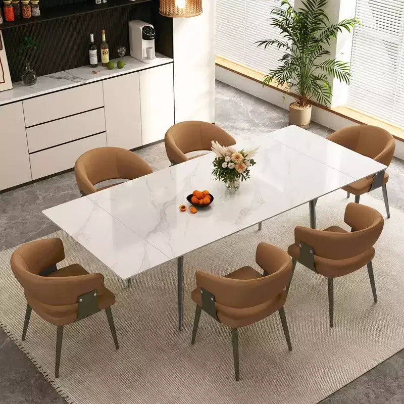 Chaise de salle à manger moderne capitonnée avec dossier courbé et pieds métalliques robustes - Chaise d'appoint élégante pour salle à manger et bureau
