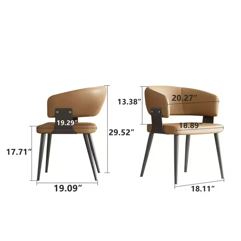 Chaise de salle à manger moderne capitonnée avec dossier courbé et pieds métalliques robustes - Chaise d'appoint élégante pour salle à manger et bureau