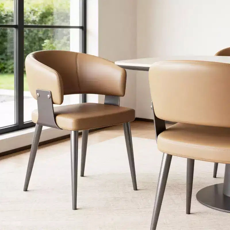 Chaise de salle à manger moderne capitonnée avec dossier courbé et pieds métalliques robustes - Chaise d'appoint élégante pour salle à manger et bureau