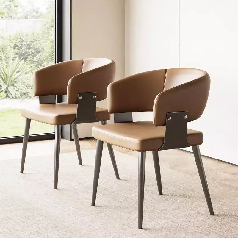 Chaise de salle à manger moderne capitonnée avec dossier courbé et pieds métalliques robustes - Chaise d'appoint élégante pour salle à manger et bureau