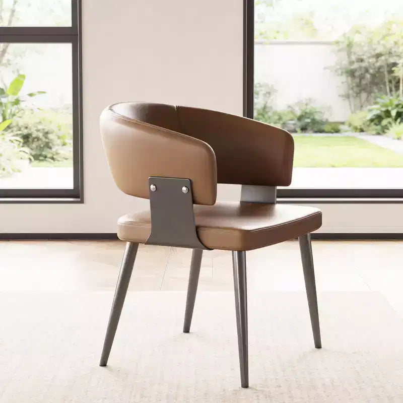 Chaise de salle à manger moderne capitonnée avec dossier courbé et pieds métalliques robustes - Chaise d'appoint élégante pour salle à manger et bureau