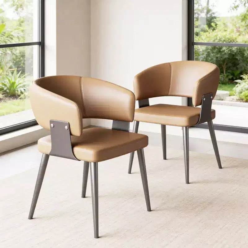 Chaise de salle à manger moderne capitonnée avec dossier courbé et pieds métalliques robustes - Chaise d'appoint élégante pour salle à manger et bureau