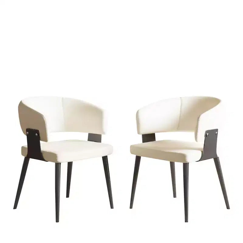 Chaise de salle à manger moderne capitonnée avec dossier courbé et pieds métalliques robustes - Chaise d'appoint élégante pour salle à manger et bureau