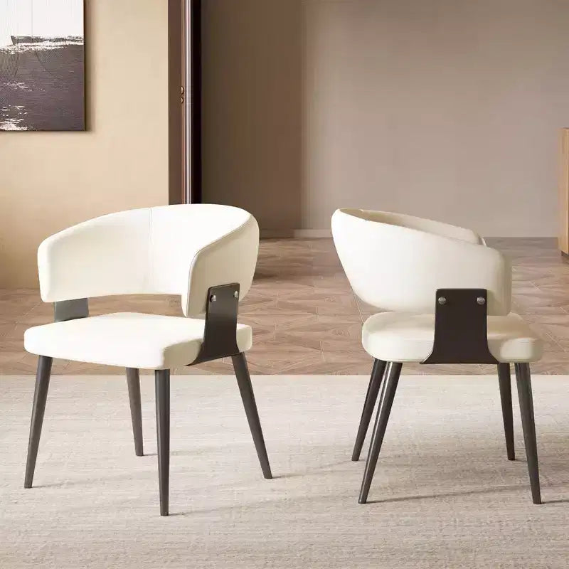 Chaise de salle à manger moderne capitonnée avec dossier courbé et pieds métalliques robustes - Chaise d'appoint élégante pour salle à manger et bureau