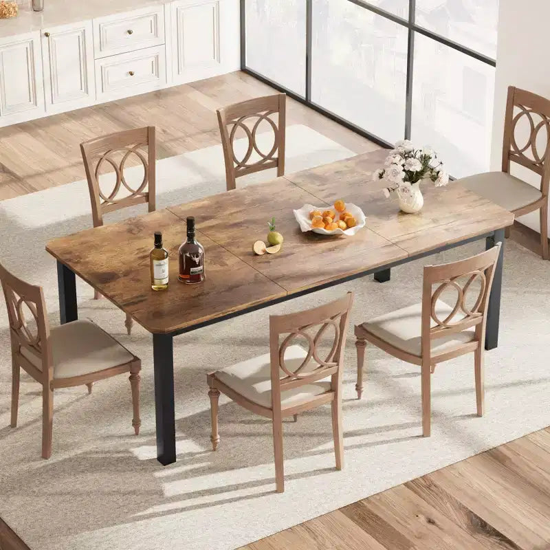 Table de cuisine de 199,9 cm de long pour 6 à 8 personnes, grandes tables à manger rectangulaires, tables de restaurant industrielles avec cadre métallique robuste (table uniquement)