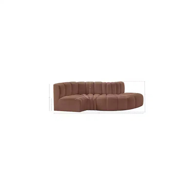 Canapé modulable en cuir végétalien couleur cognac