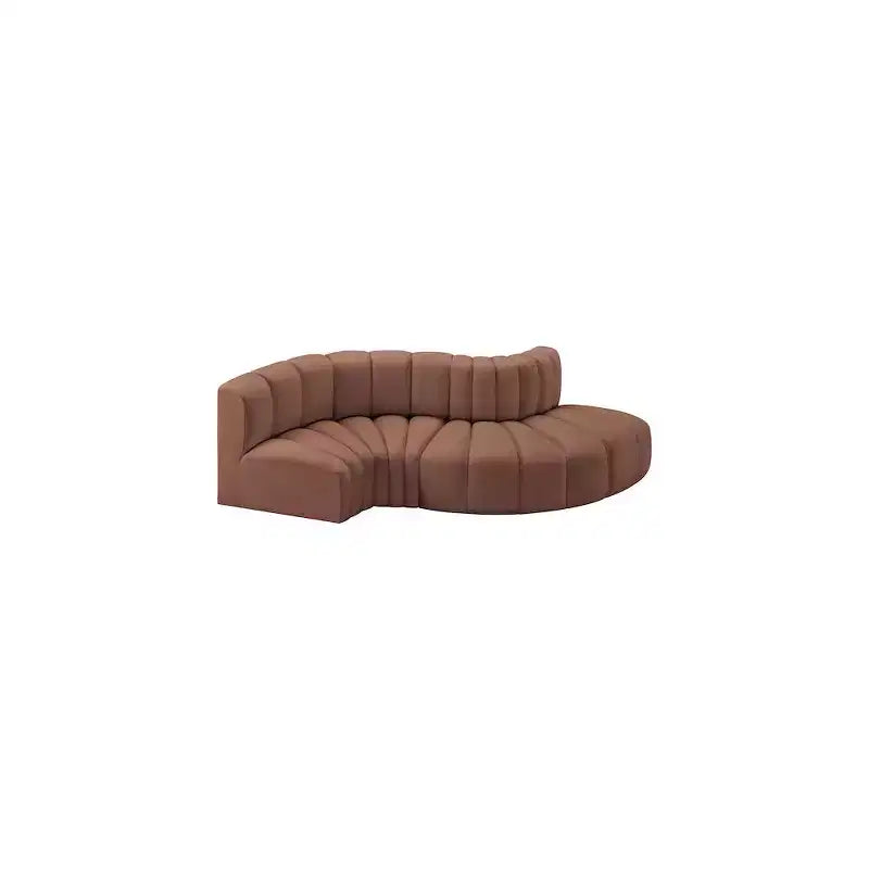 Canapé modulable en cuir végétalien couleur cognac
