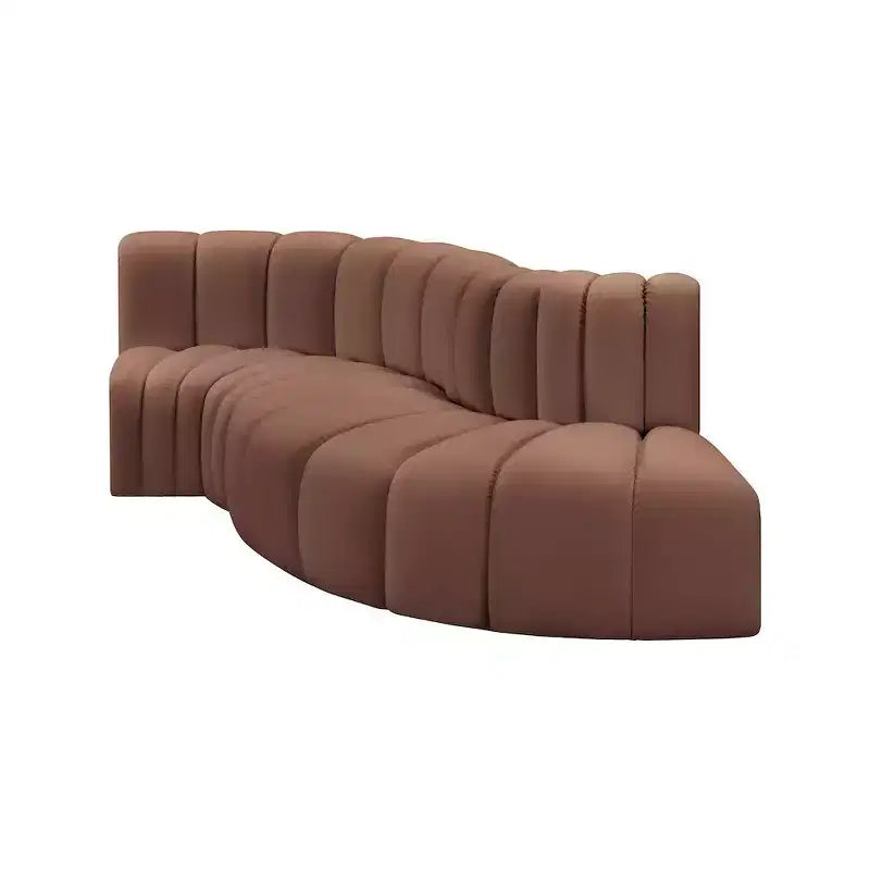 Canapé modulable en cuir végétalien couleur cognac