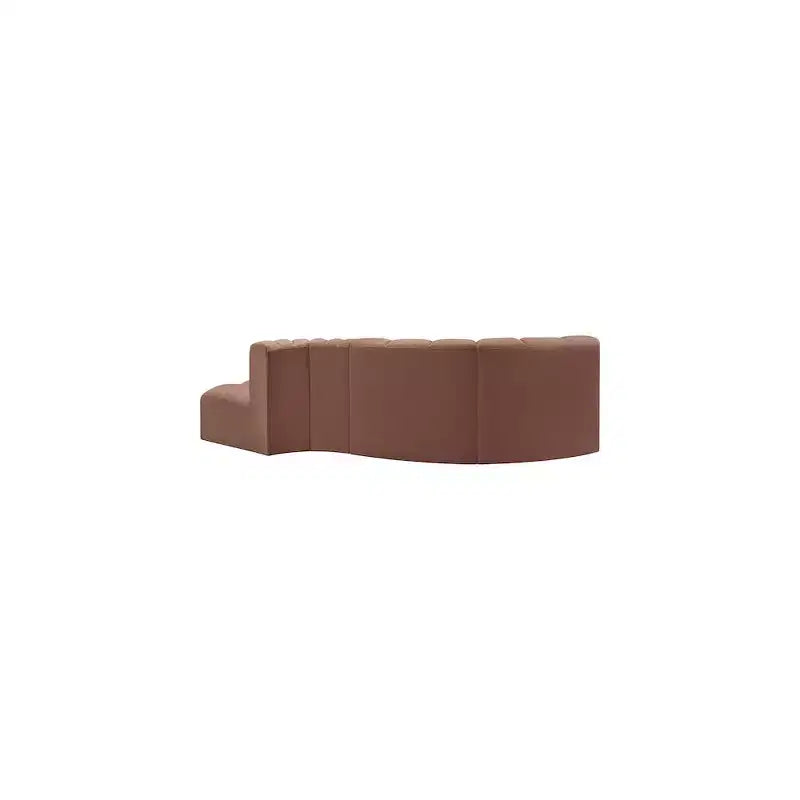 Canapé modulable en cuir végétalien couleur cognac