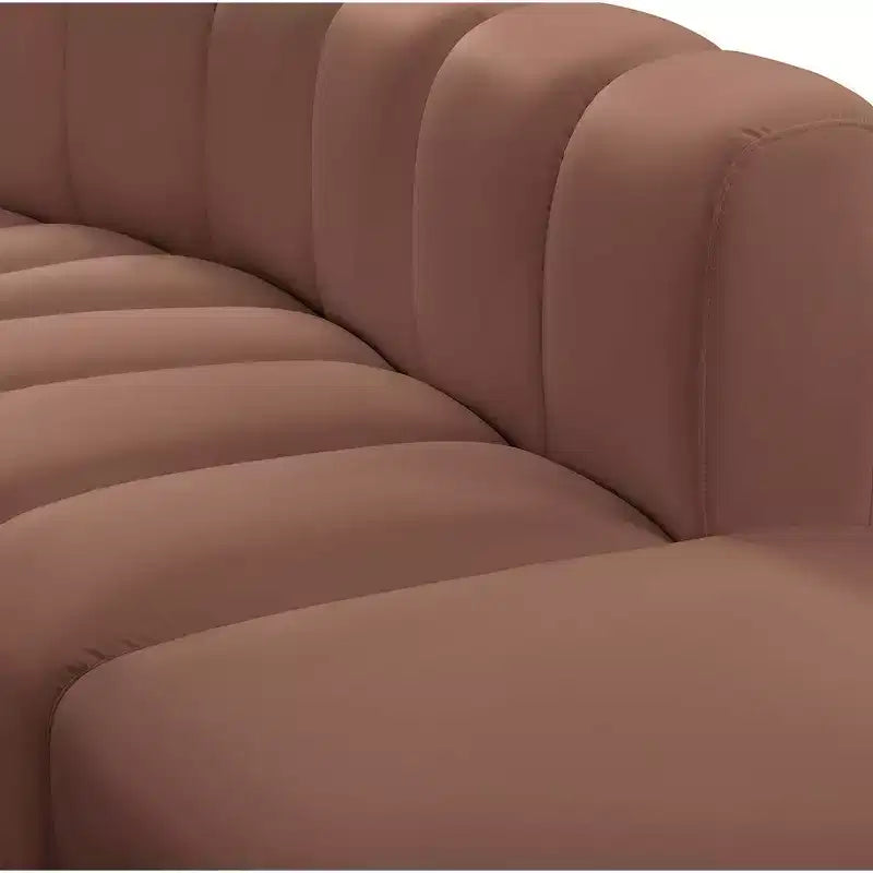 Canapé modulable en cuir végétalien couleur cognac