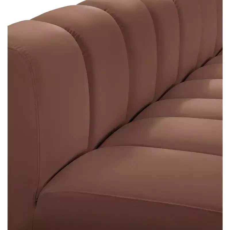 Canapé modulable en cuir végétalien couleur cognac