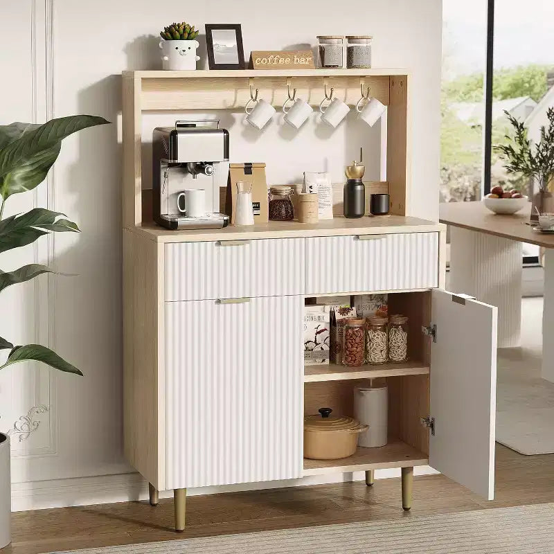Meuble de Rangement Buffet Contemporain avec 2 Tiroirs et Étagères Réglables
