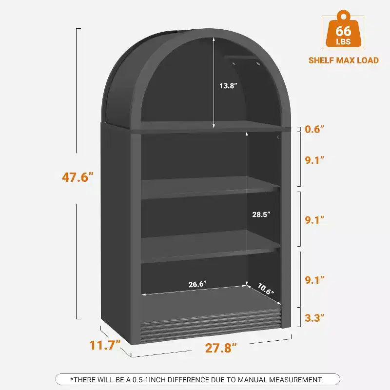 Petite Bibliothèque Noire Étagère à Livres Cintrée