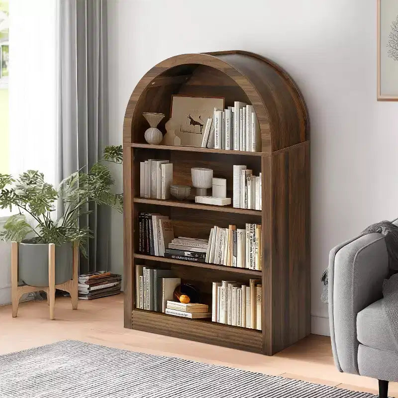 Petite Bibliothèque Noire Étagère à Livres Cintrée