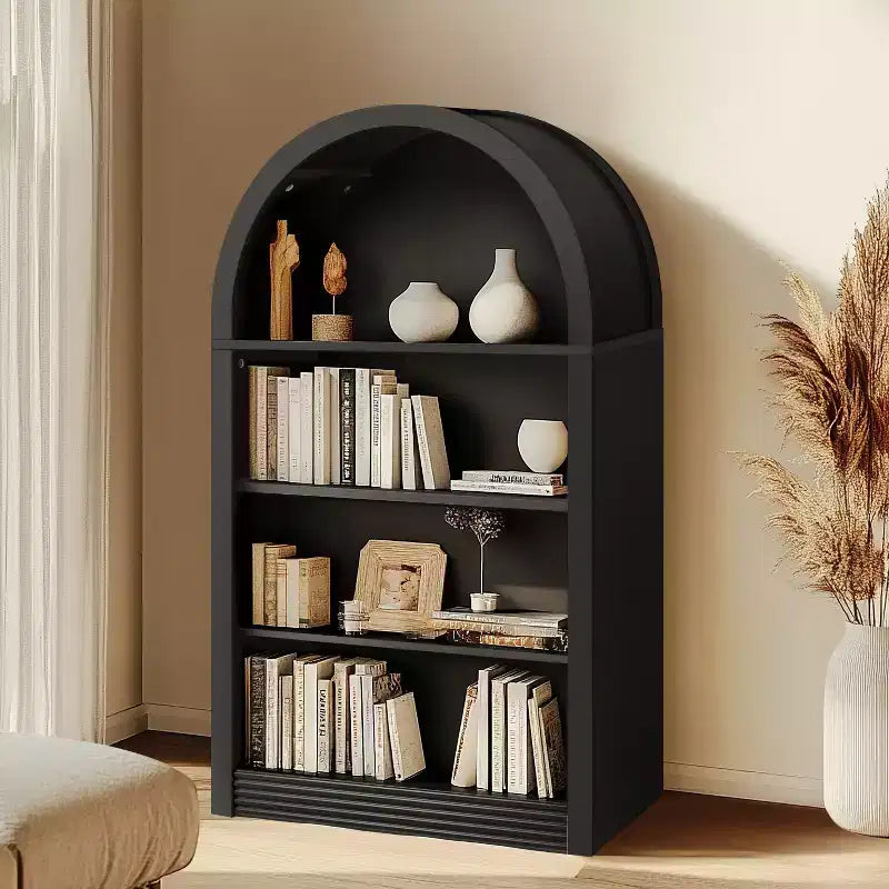 Petite Bibliothèque Noire Étagère à Livres Cintrée