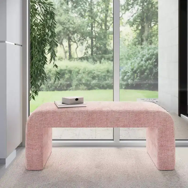 Banc jacquard rembourré en cascade incurvé de luxe moderne - Petit