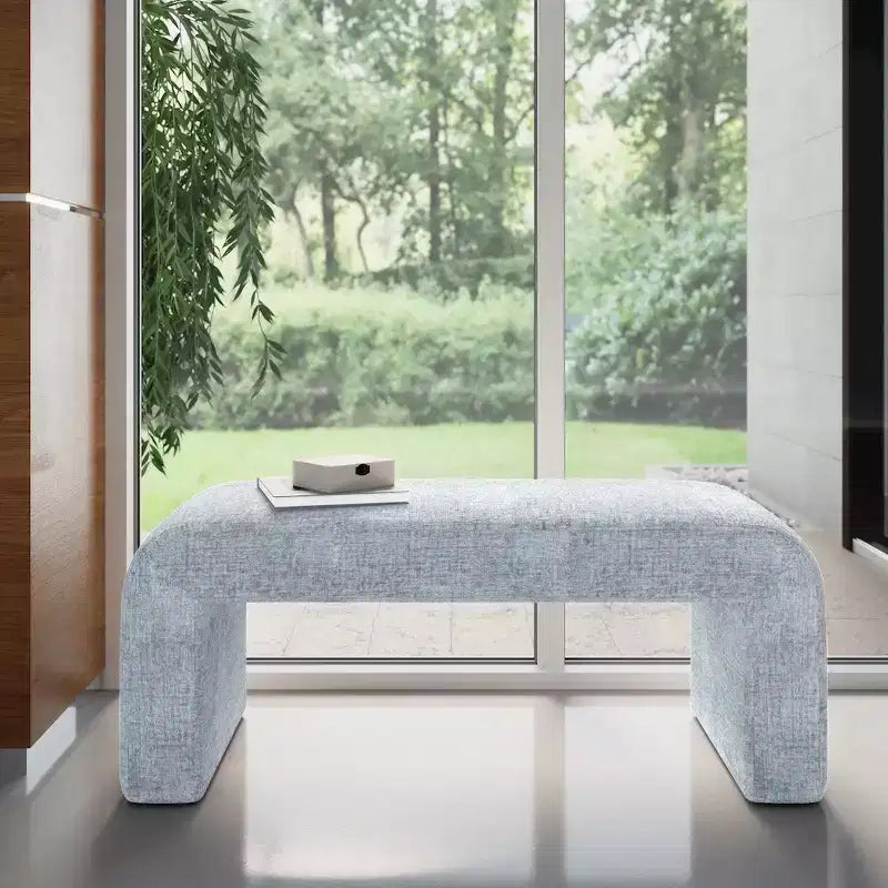 Banc jacquard rembourré en cascade incurvé de luxe moderne - Petit