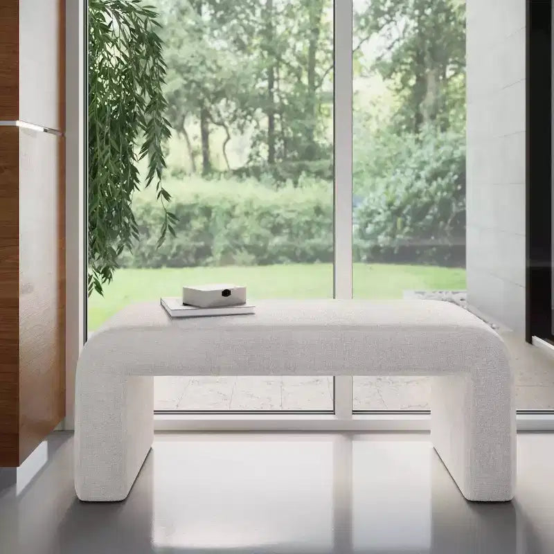 Banc jacquard rembourré en cascade incurvé de luxe moderne - Petit