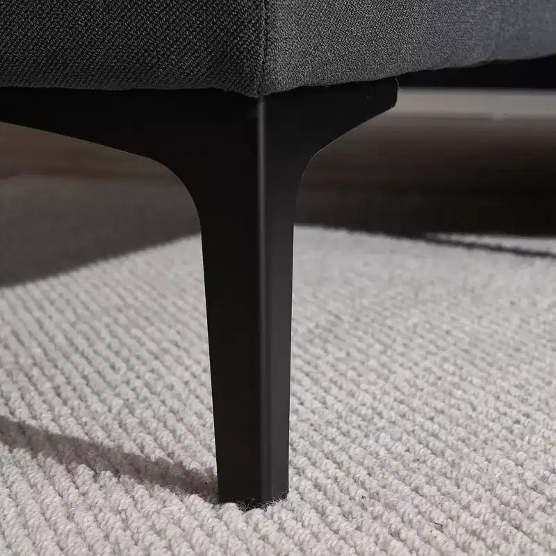 Canapé 4 places en U touffeté gris avec accoudoirs et surmatelas, largeur 110 po