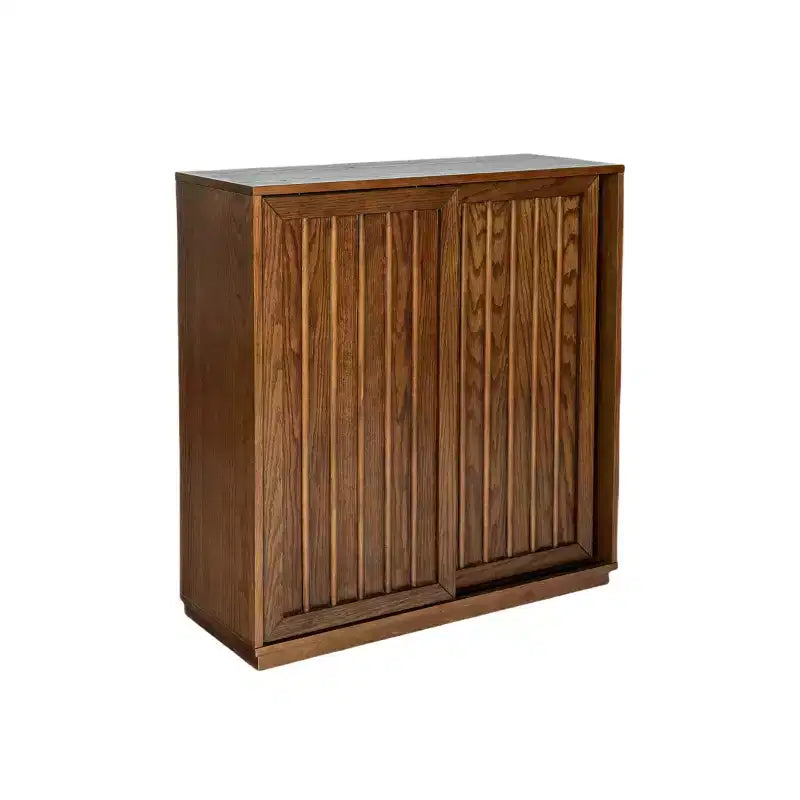 Meuble de rangement Mid-century buffet avec 2 portes coulissantes, meuble de cuisine pour salon, cuisine, salle à manger, entrée, noyer
