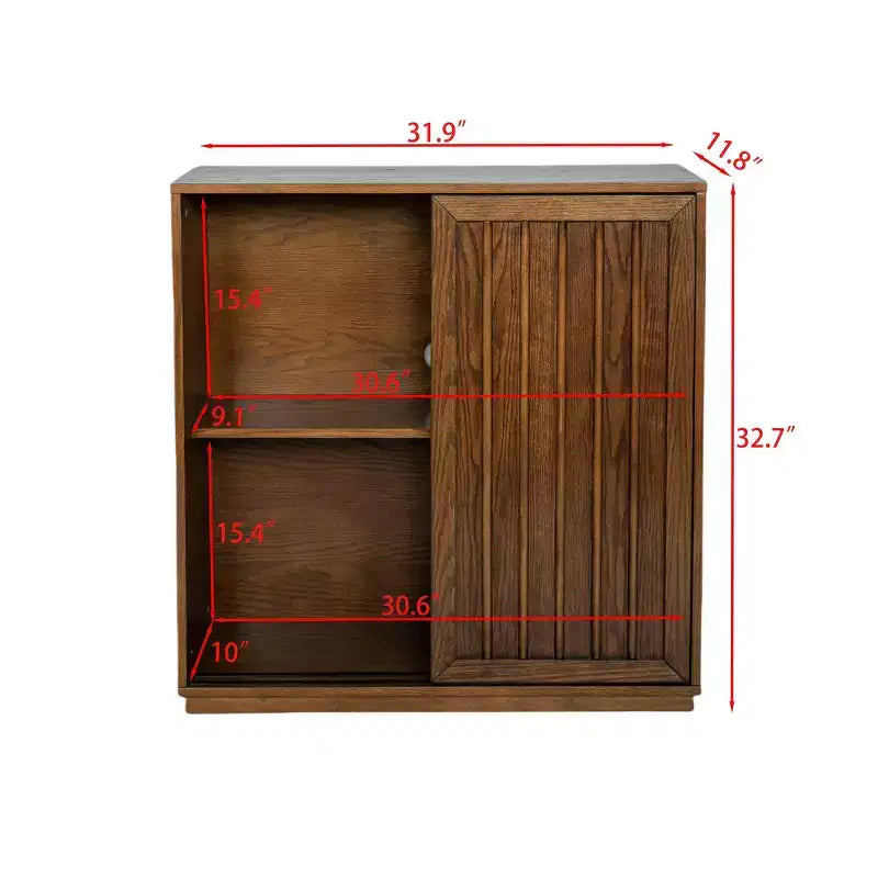 Meuble de rangement Mid-century buffet avec 2 portes coulissantes, meuble de cuisine pour salon, cuisine, salle à manger, entrée, noyer