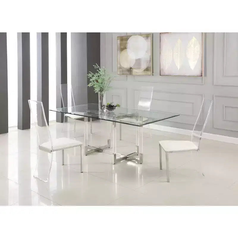 Chaise d'appoint contemporaine en acrylique à dossier haut rembourrée