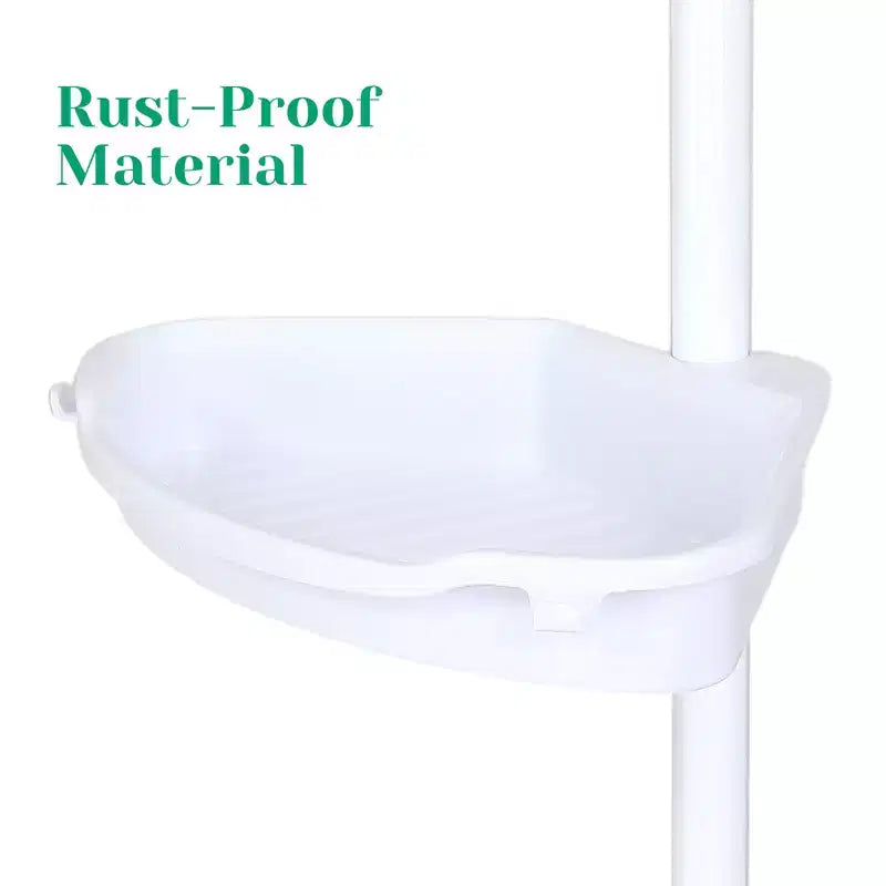Étagère d'angle de douche à tension, étagère de rangement de douche de salle de bain à 4 niveaux, installation rapide, sans perçage