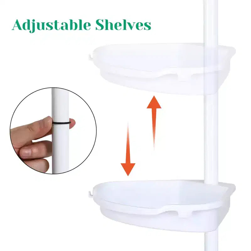Étagère d'angle de douche à tension, étagère de rangement de douche de salle de bain à 4 niveaux, installation rapide, sans perçage