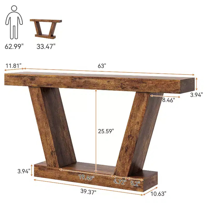Console étroite extra-longue de style champêtre, table d'appoint à 2 niveaux derrière le canapé, table d'entrée pour le couloir, le foyer et le salon