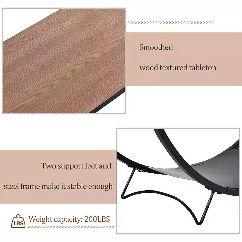 Console demi-lune, table d'entrée de style industriel de 48 po avec étagère de rangement ouverte à 3 niveaux, table de canapé en bois avec plateau en MDF et cadre en métal