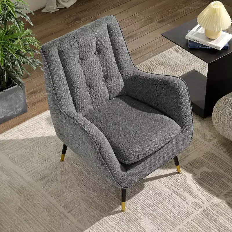 Fauteuil d'appoint en tissu confortable avec accoudoirs et dossier capitonné