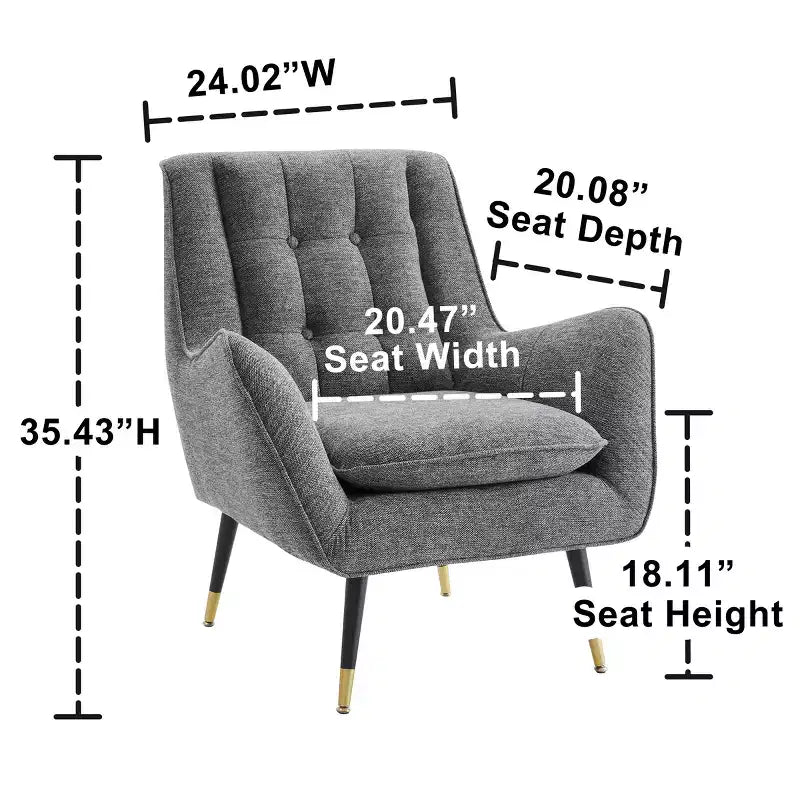 Fauteuil d'appoint en tissu confortable avec accoudoirs et dossier capitonné