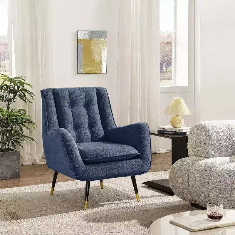 Fauteuil d'appoint en tissu confortable avec accoudoirs et dossier capitonné