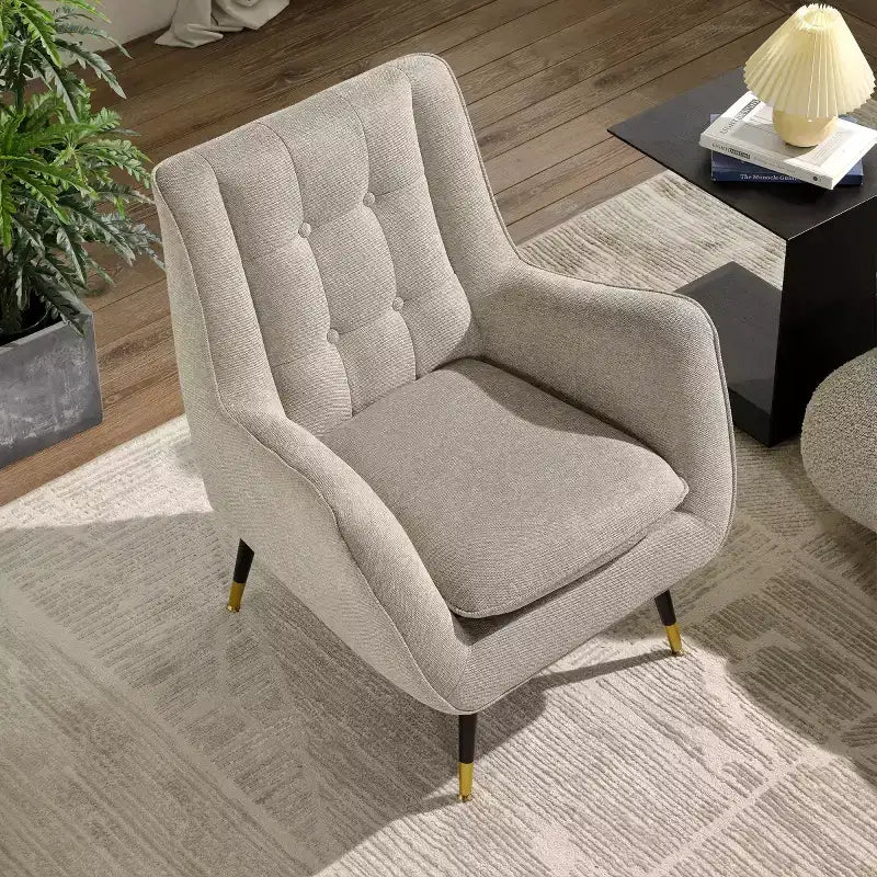 Fauteuil d'appoint en tissu confortable avec accoudoirs et dossier capitonné