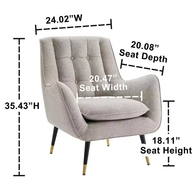 Fauteuil d'appoint en tissu confortable avec accoudoirs et dossier capitonné