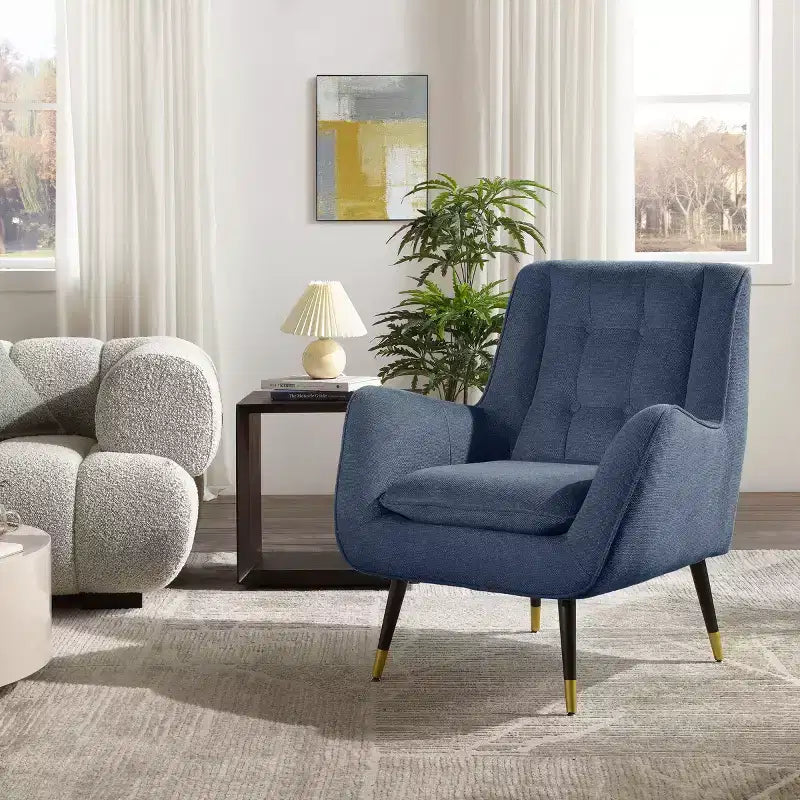 Fauteuil d'appoint en tissu confortable avec accoudoirs et dossier capitonné