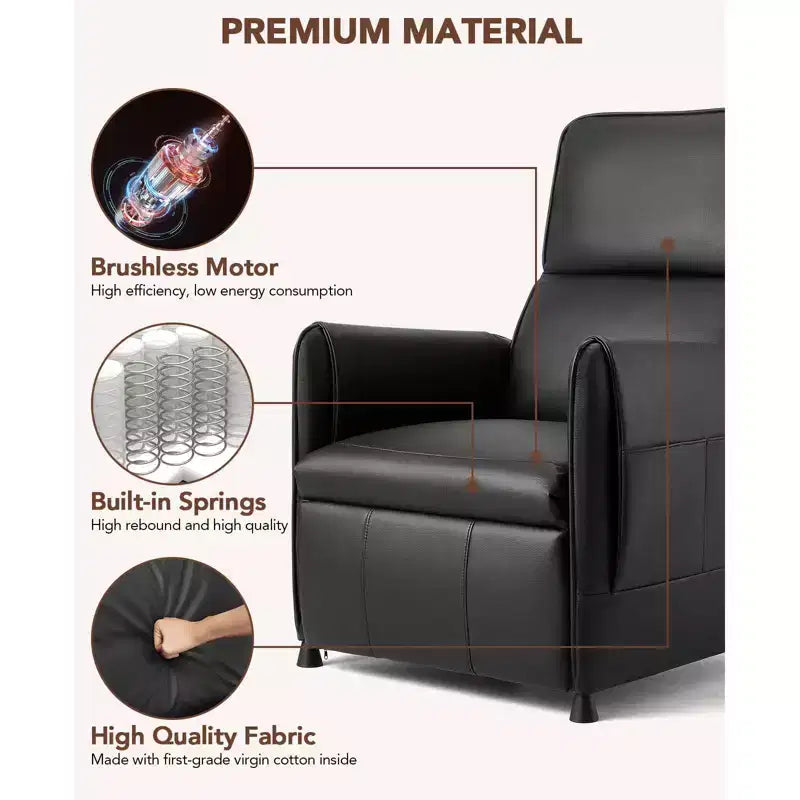 Fauteuil inclinable électrique pour adultes avec télécommande et poches latérales, fauteuil inclinable en cuir PU pour la maison